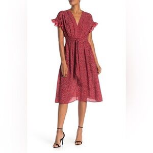 Max Studio Red Floral Midi Dress